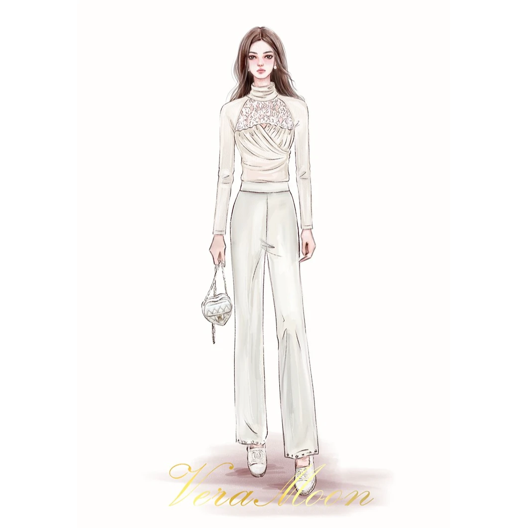 Rose Owner年终5折福利～北海道恋人羊绒羊毛蕾丝针织高领打底衫