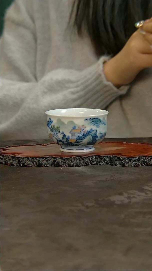 【闪购商品】青花手绘山水主人杯
