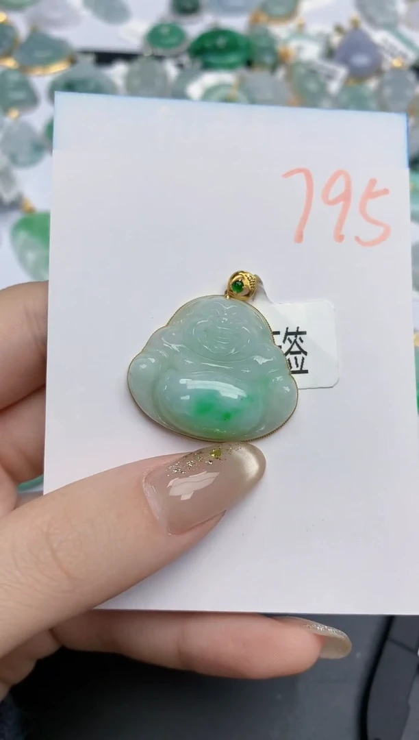 【闪购商品】翡翠颈饰18K金镶嵌天然缅甸翡翠A货