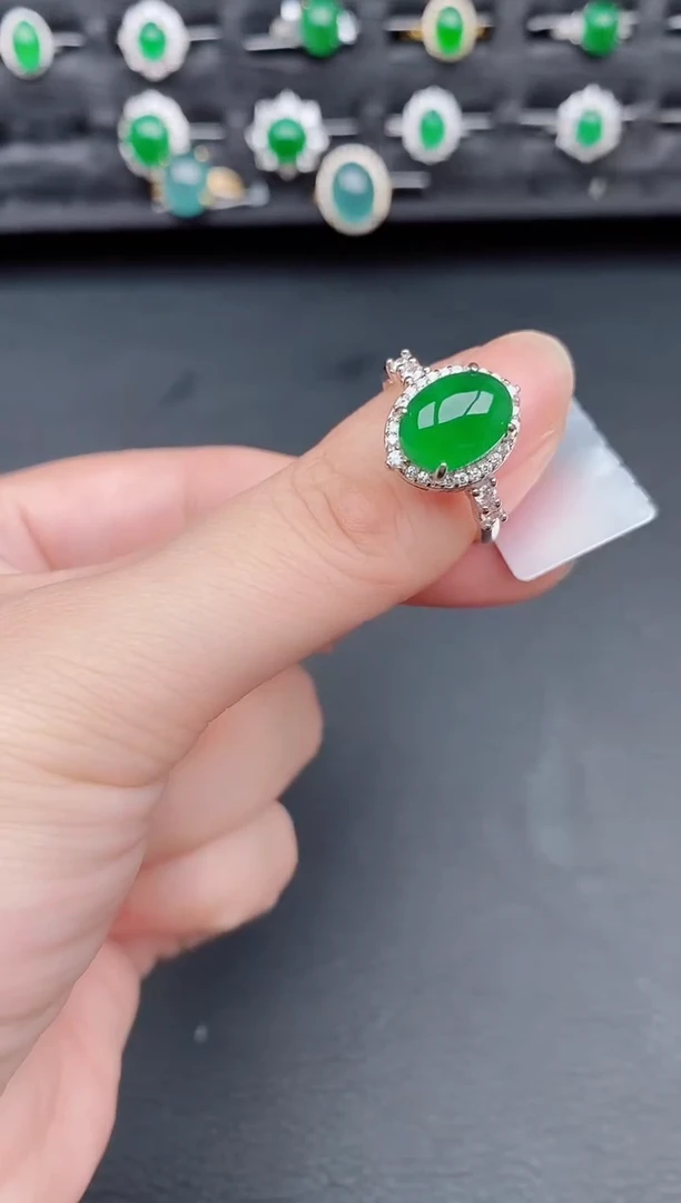 银S925镶嵌戒指翡翠天然a货翡翠39