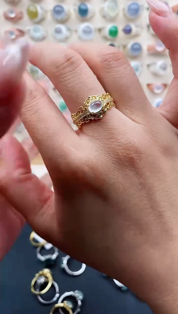 银S925镶嵌戒指翡翠天然缅甸翡翠A货111-3-2