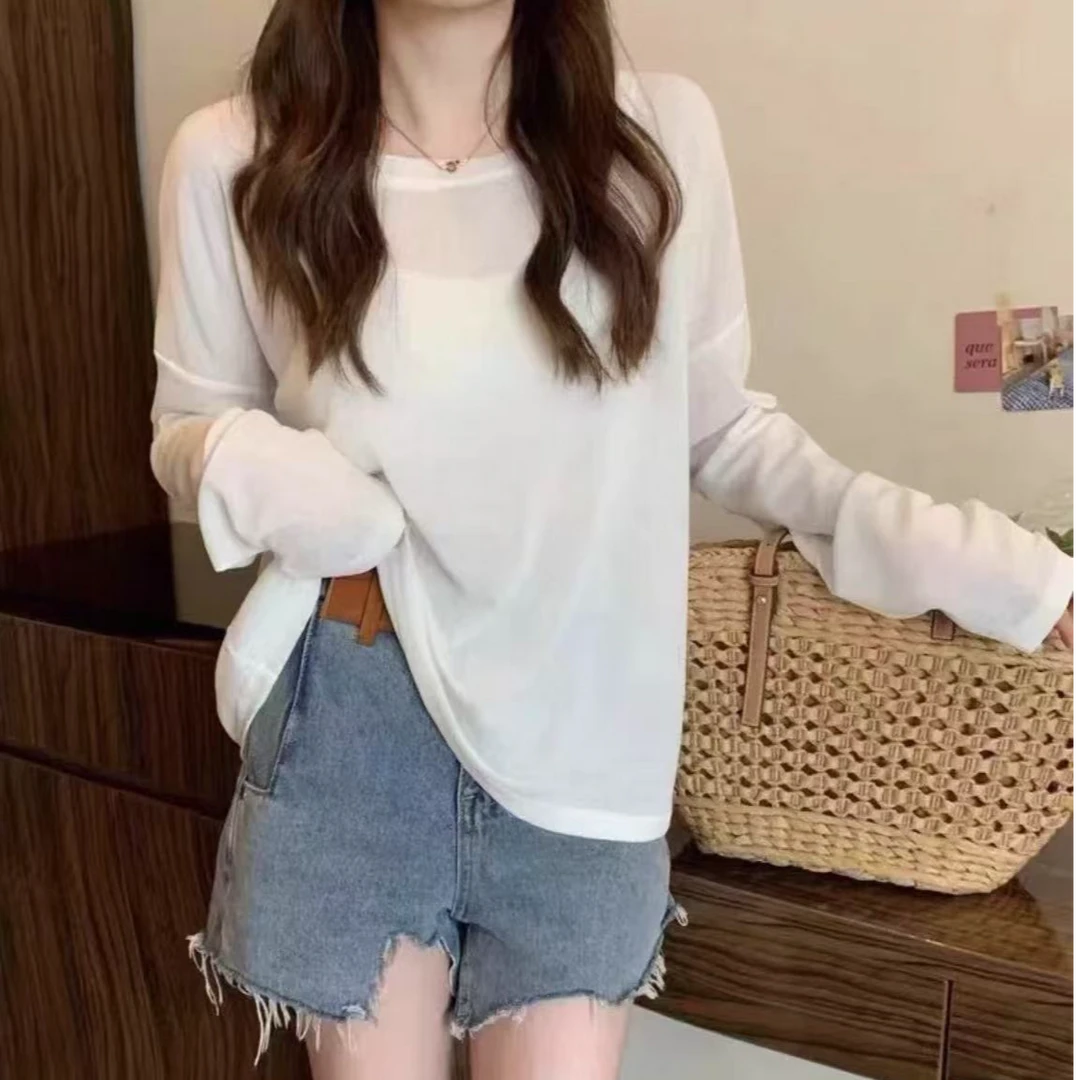 XIAO SISTERS/筱姐妹夏季通勤圆领冰感外穿百搭显瘦防晒衫上衣