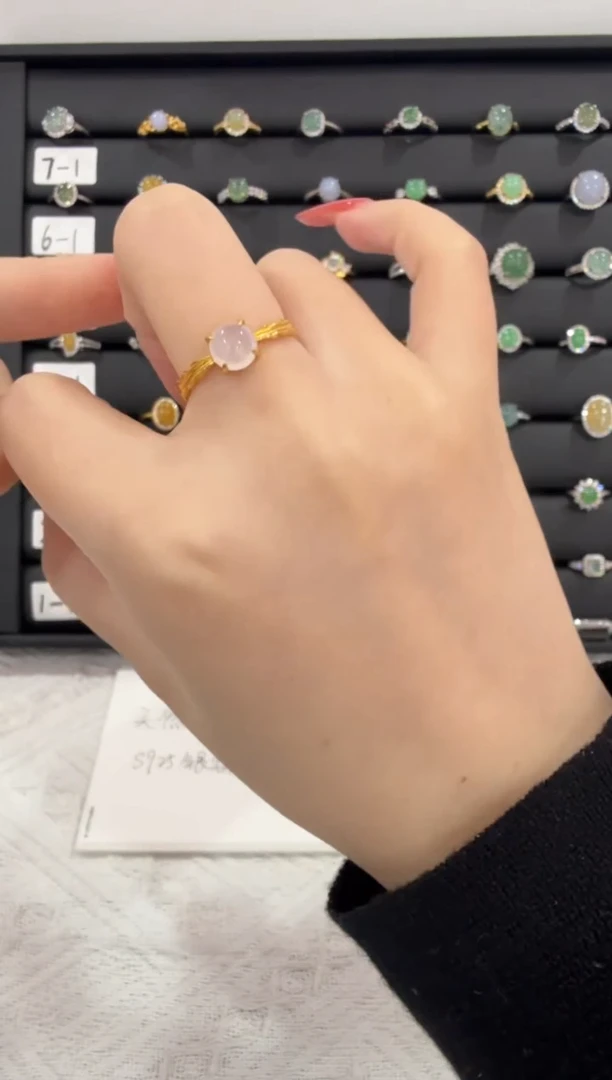 银S925镶嵌戒指翡翠006