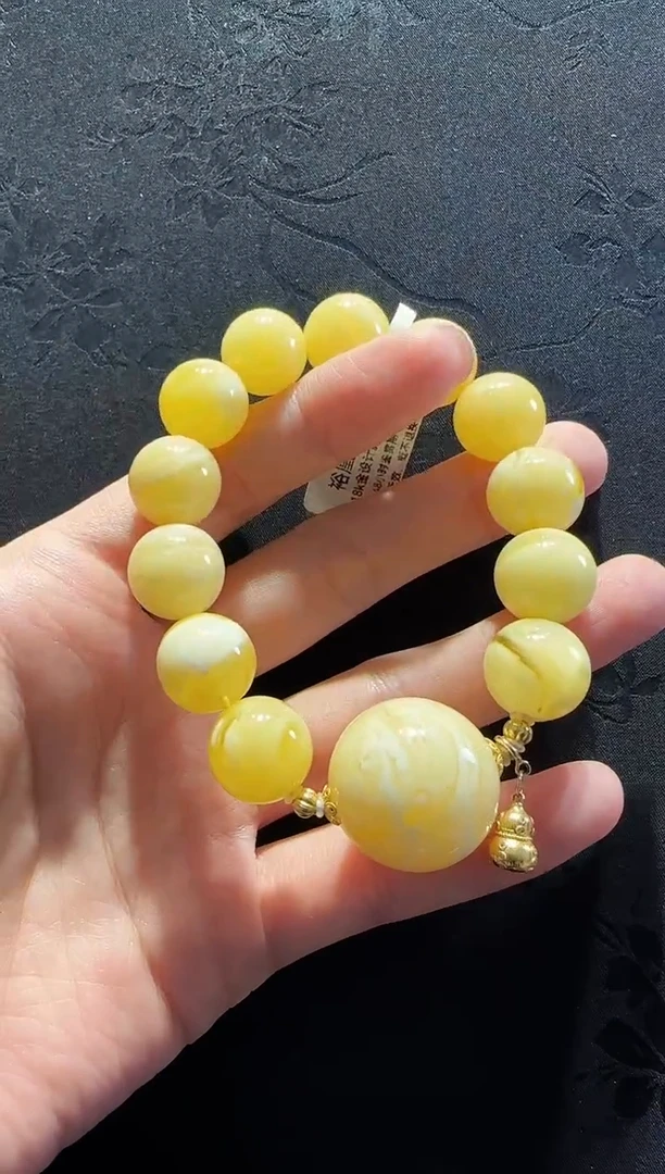 手串蜜蜡18K金镶嵌珠宝原创14mm/20mm