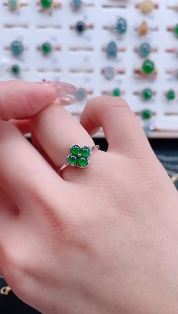 银S925镶嵌戒指翡翠天然翡翠