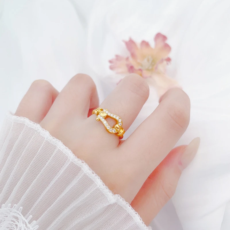 足金999马蹄扣戒指实心多样性发货ins时尚