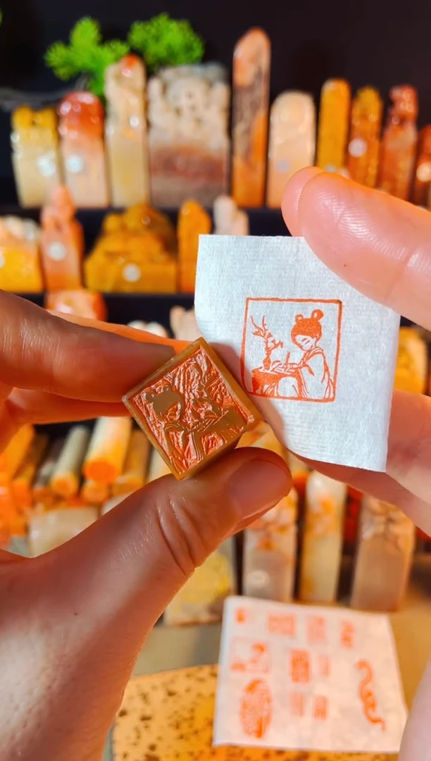 【闪购商品】巴林石印石手工篆刻《写字姑娘》2.0