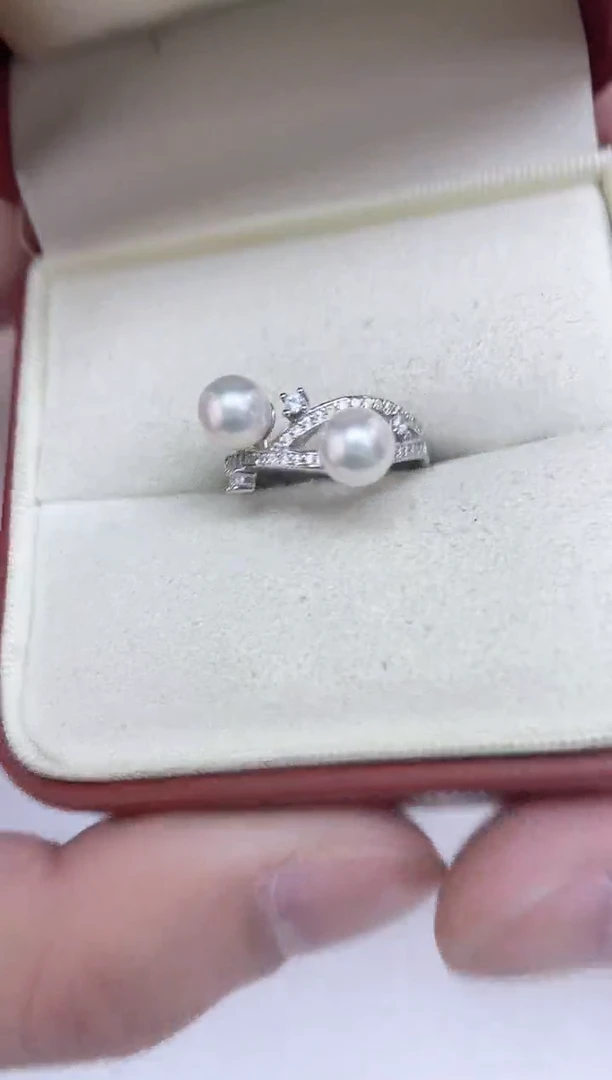 银S925镶嵌海水珍珠戒指海水珍珠戒指