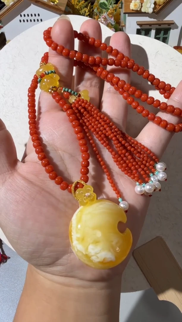 【闪购商品】蜜蜡项链未镶嵌蜜蜡月亮项链