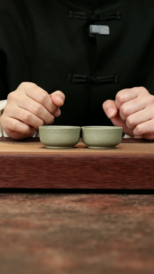 【闪购商品】紫砂茶杯苹果绿祥云杯