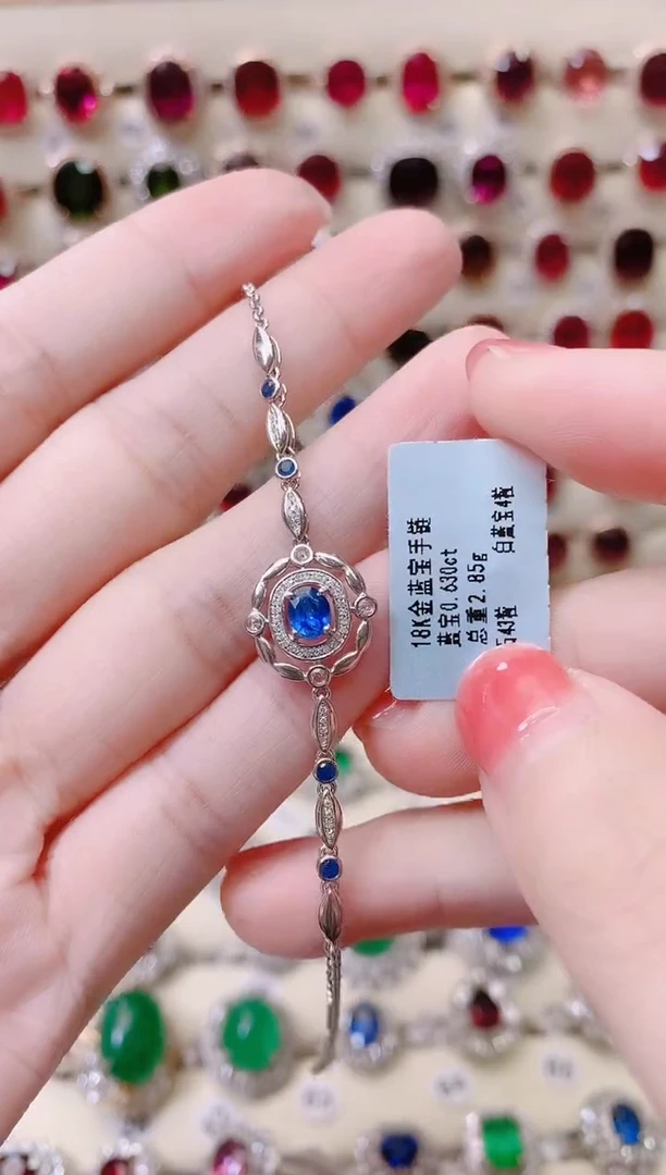 18K金手链蓝宝石18K金镶嵌F**n1