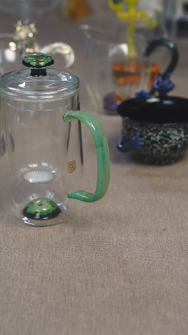 晶焱海棠花优雅杯绿色