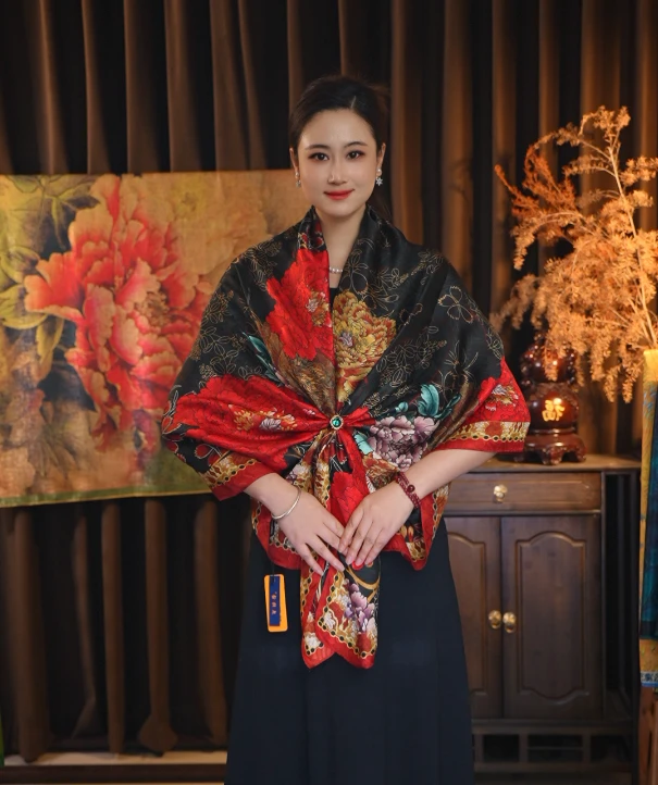 xys-660【刹那芳华】香云缎 龙鳞纹 70X180左右丝巾长巾
