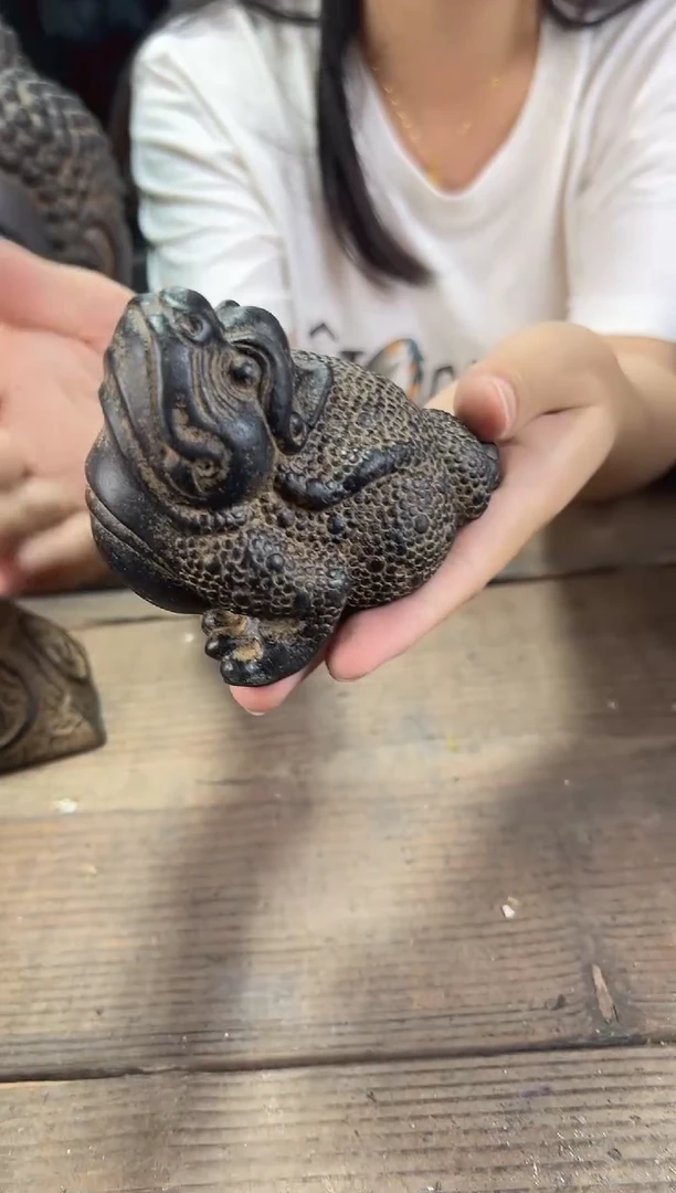 陶土【火山泥】小金蟾摆件