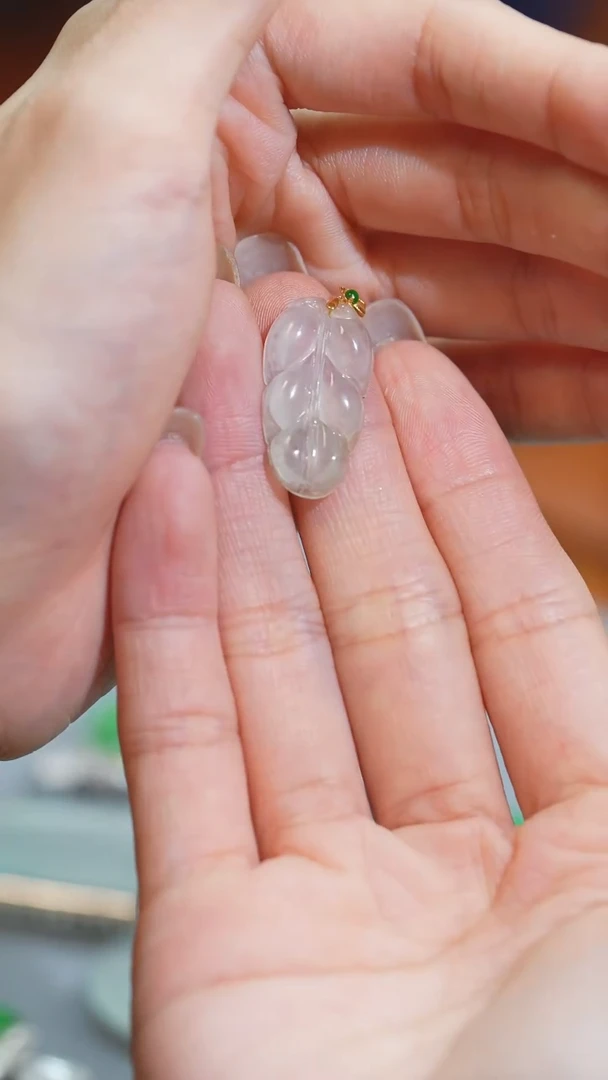 翡翠18K金镶嵌吊坠(不含链)天然A货翡翠