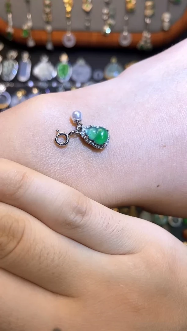 翡翠银S925镶嵌吊坠(不含链)天然A货翡翠