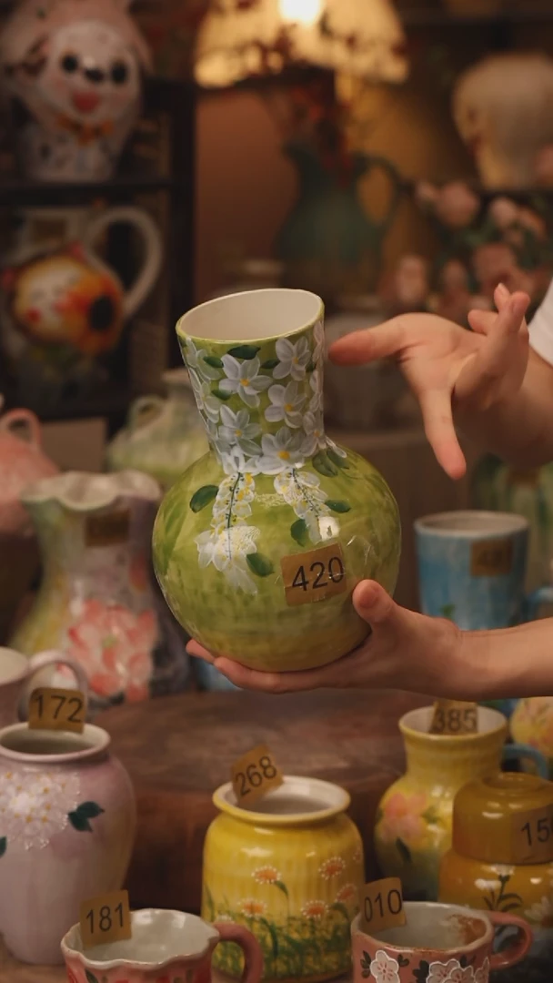 陶瓷420景德镇设计师手作花器摆件侘寂风