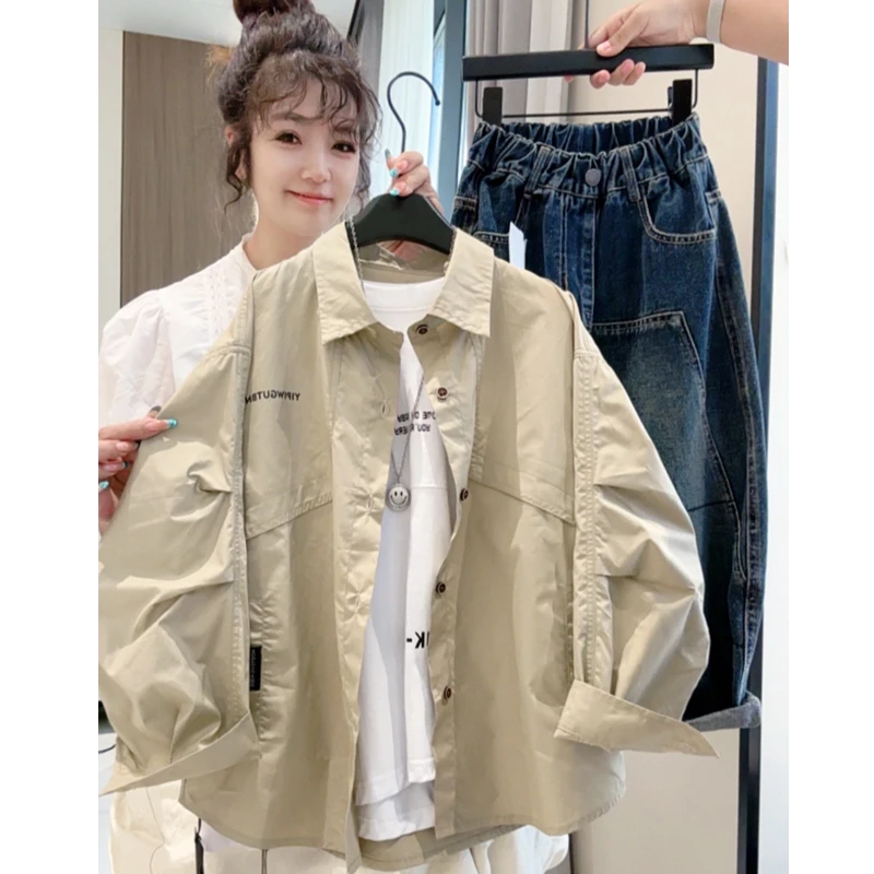 儿童潮牌工装衬衫秋季新款韩版男童长袖衫衣宽松薄外套MT68082