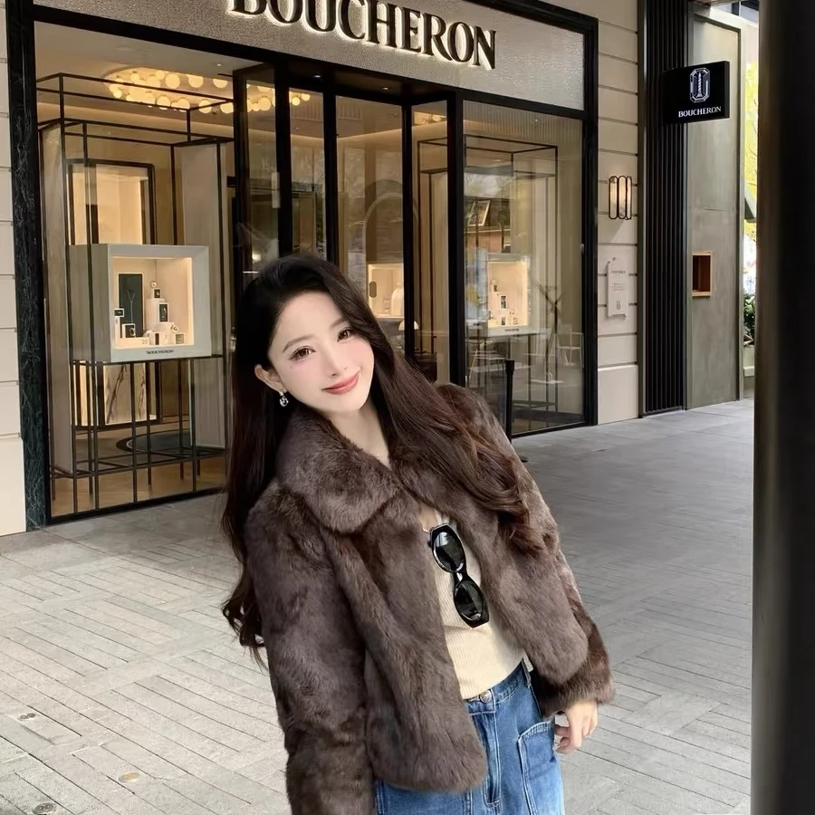 1987 fur 真兔毛皮草女2025冬新款外套短款高级感
