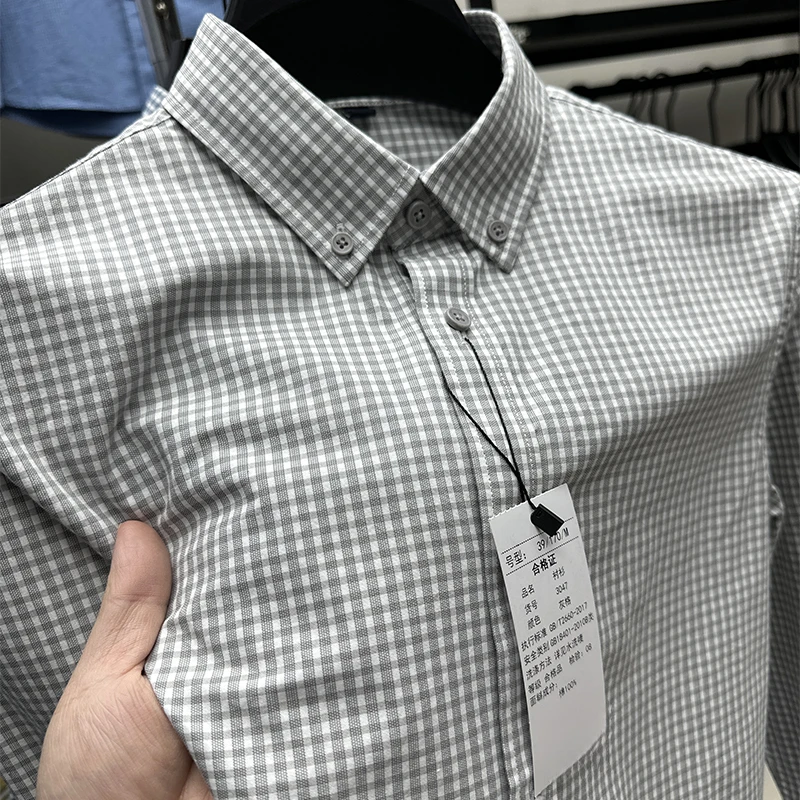 in cotton sea100%纯棉长袖衬衫男士春秋新款格子通勤潮流上衣