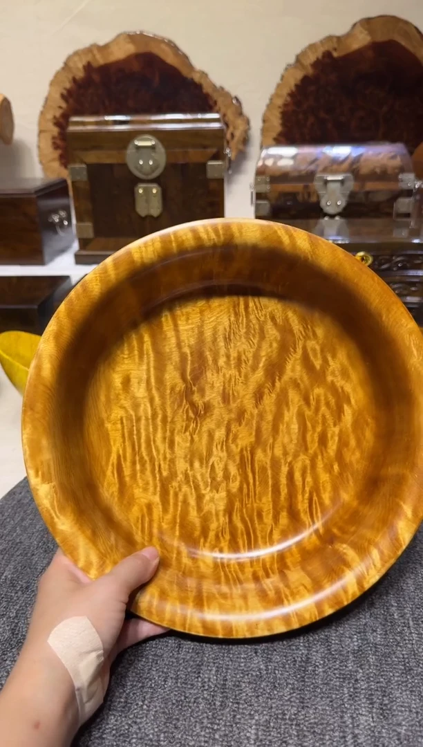 金丝楠木老料满水波聚宝盆 26.6-7.9cm