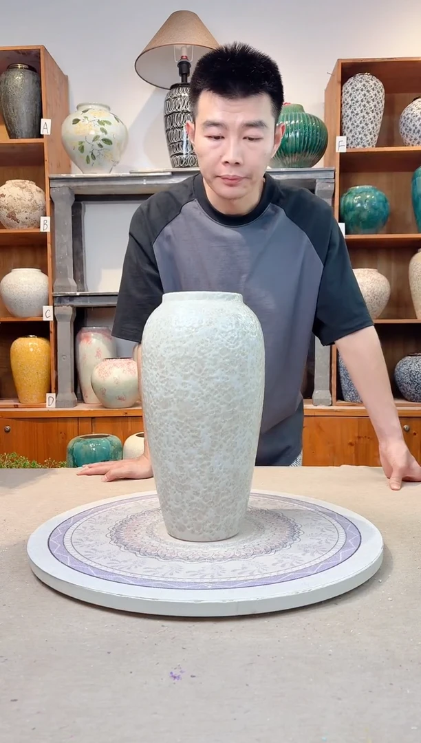 瓶陶瓷花瓶  茶白 大号  正品