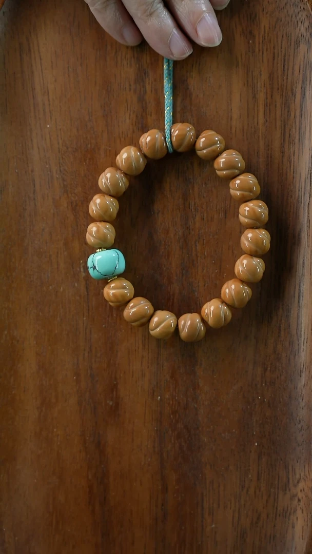 手串橄榄核未镶嵌静**开湖北原矿绿松石(不含绳)YXH-038