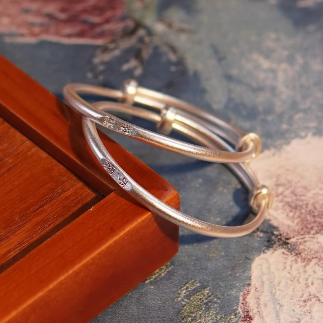 足银手镯 云上黔银 纯手工 平安幸福宝宝手镯