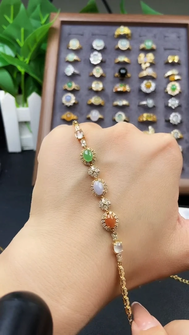 银S925镶嵌手链翡翠12