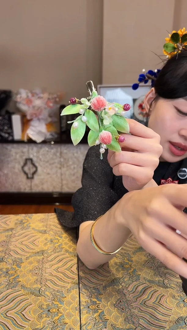 刺绣绾*非遗绒花（发饰）