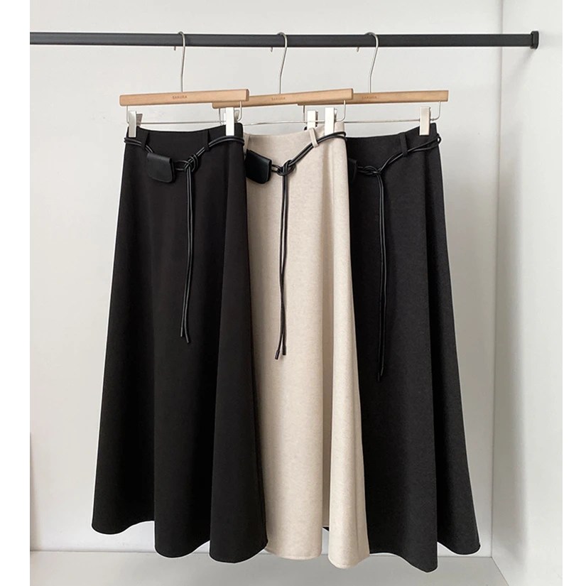 法式小众温柔舒适百搭毛呢半身裙女秋冬新款高腰遮跨休闲A字长裙