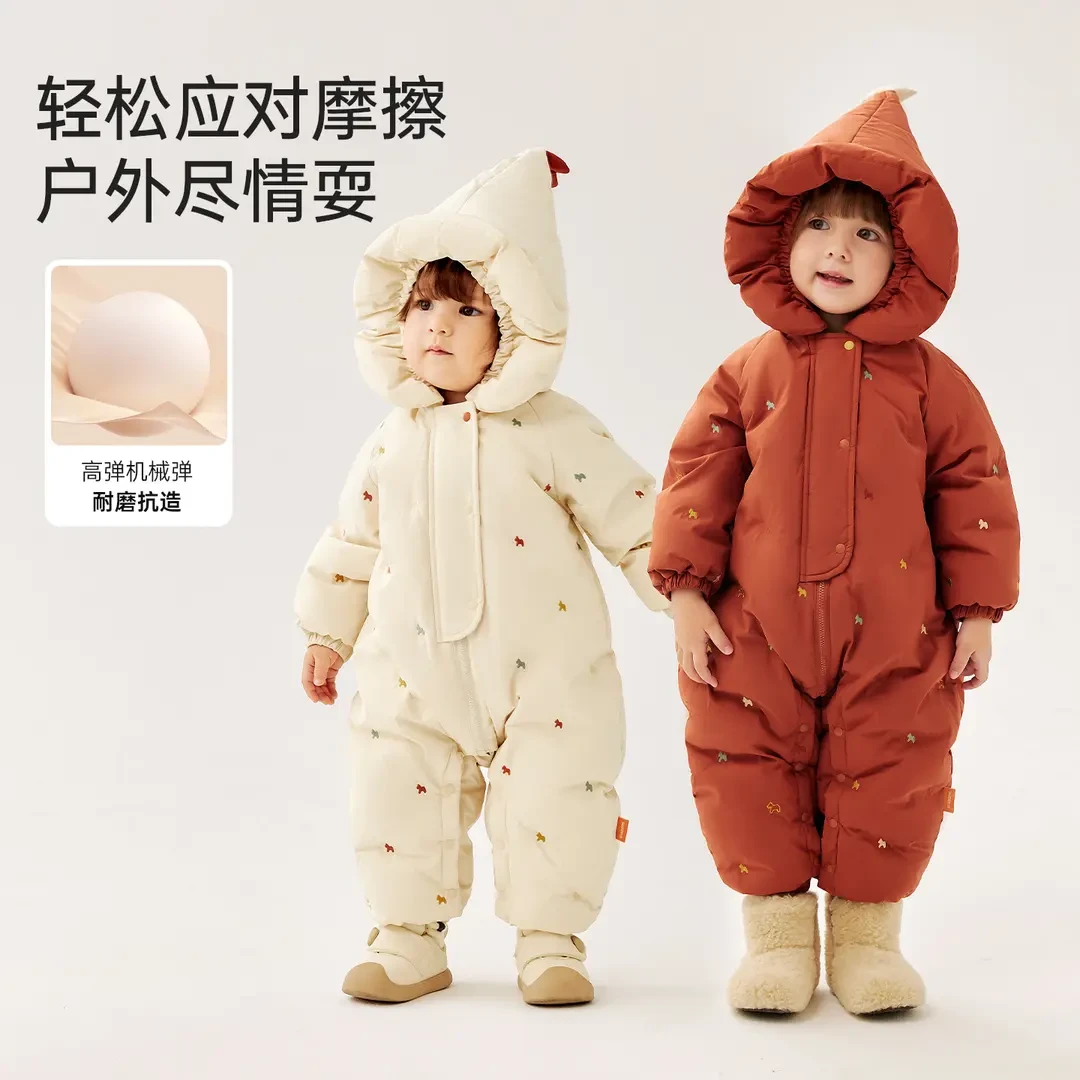 【专属】90白鸭绒宝宝连体羽绒服冬季新男童女童婴幼儿加厚保暖爬服