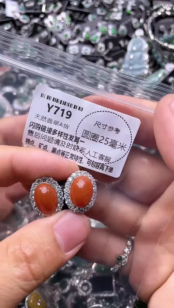 翡翠未镶嵌颈饰Y719耳钉