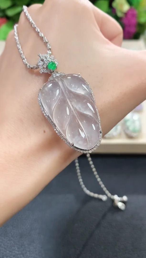 吊坠(不含链)18K金镶嵌翡翠a127