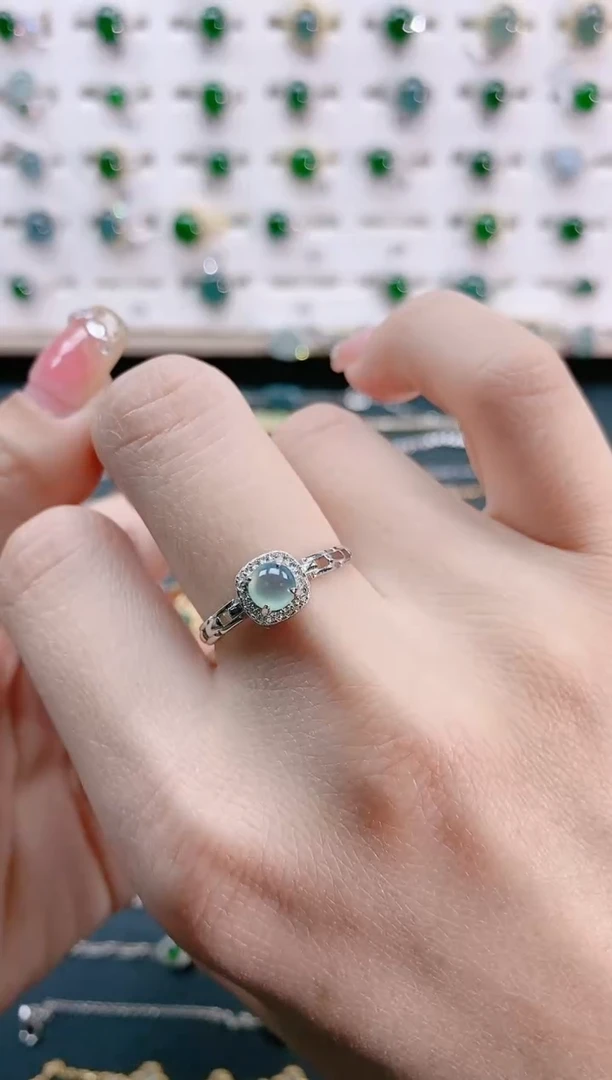 【闪购商品】翡翠戒指银S925镶嵌天然翡翠