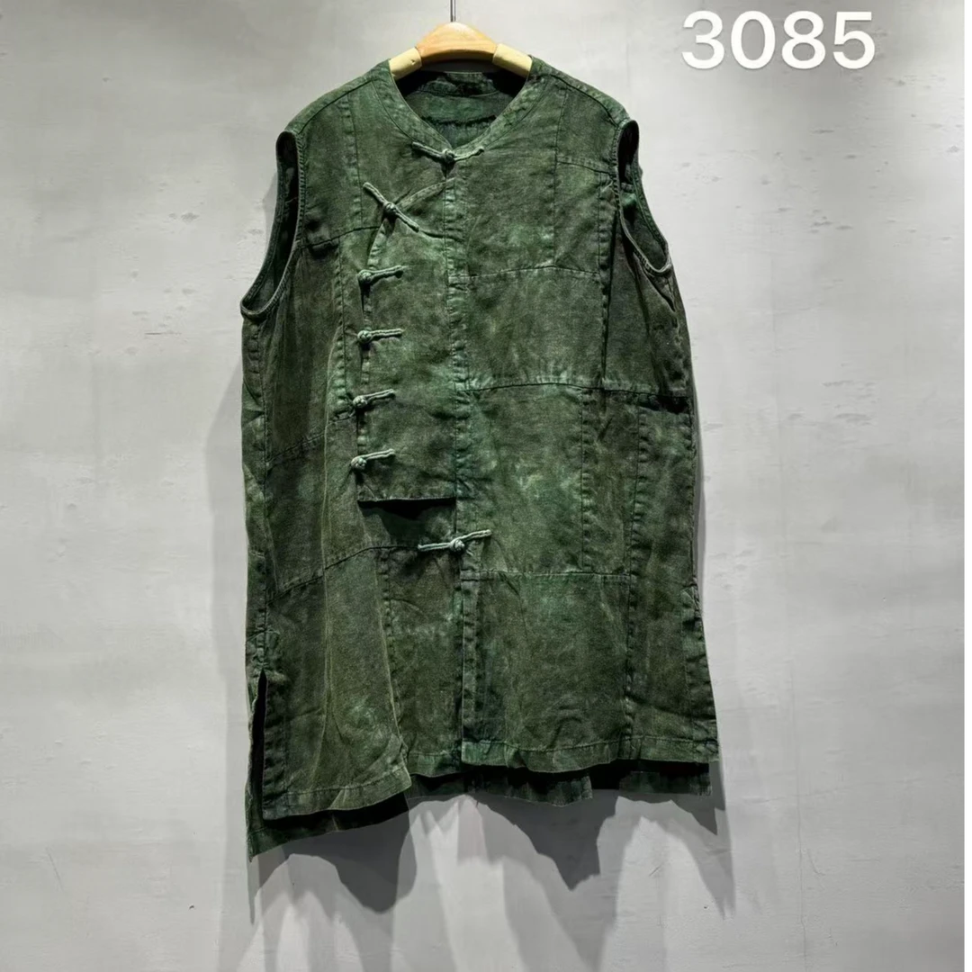 3085新中式盘扣马甲 胸围124左右 长85左右 自制无吊牌介意慎拍