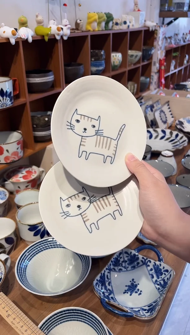 瓷片福利 2个猫之趣小盘（散步）