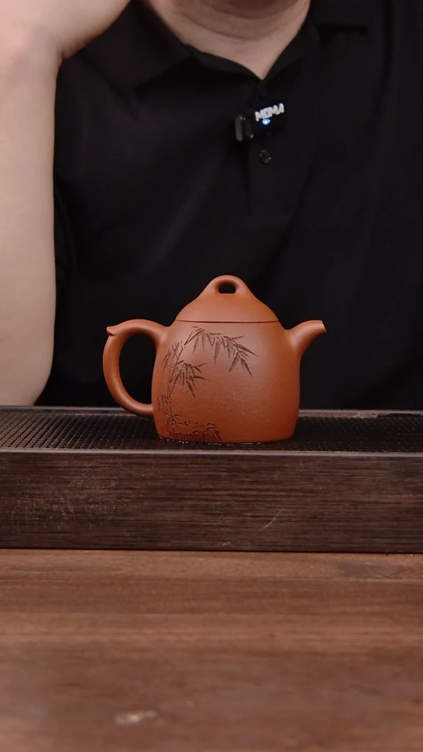 茶壶紫砂红清水秦权！！！刻绘  竹子200CC