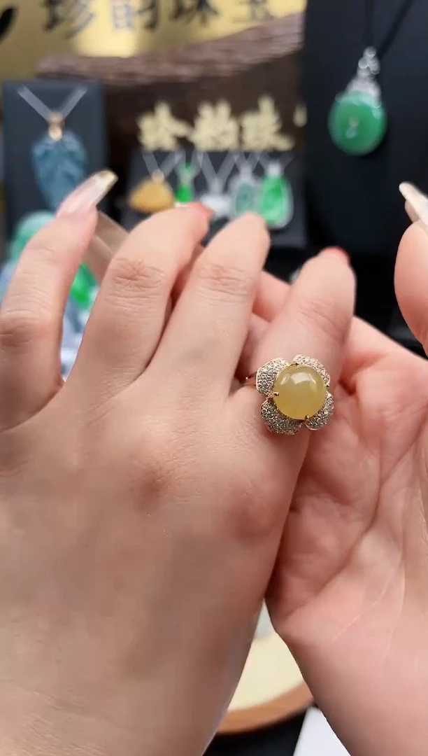 【闪购商品】翡翠戒指18K金镶嵌戒指