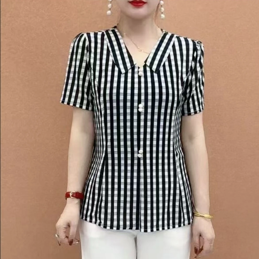 中老年妈妈装时尚洋气印花短袖25夏季新款宽松显瘦T恤 BD12288168