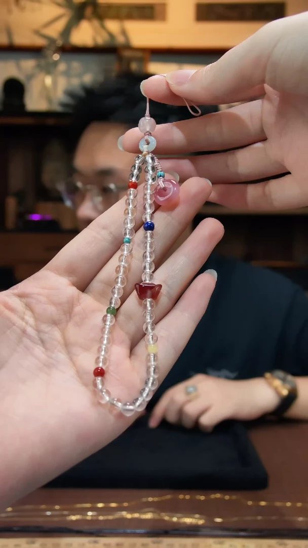 车挂未镶嵌水晶白水晶手机链DN