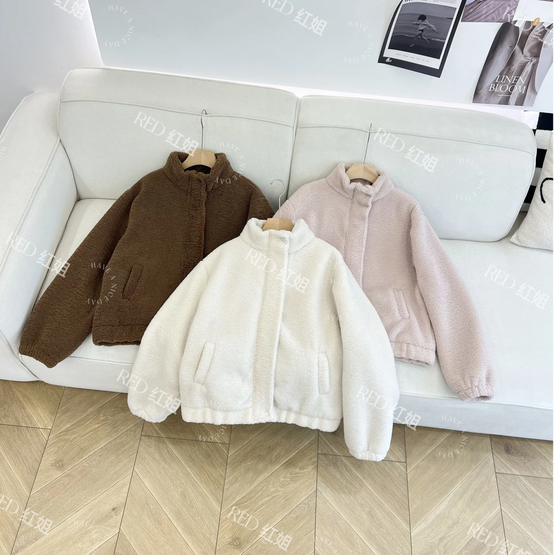 定制加绒款~保暖羔羔毛女士韩版休闲加绒外套6958