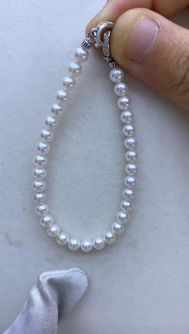 【闪购商品】淡水珍珠手链银S925镶嵌5-6