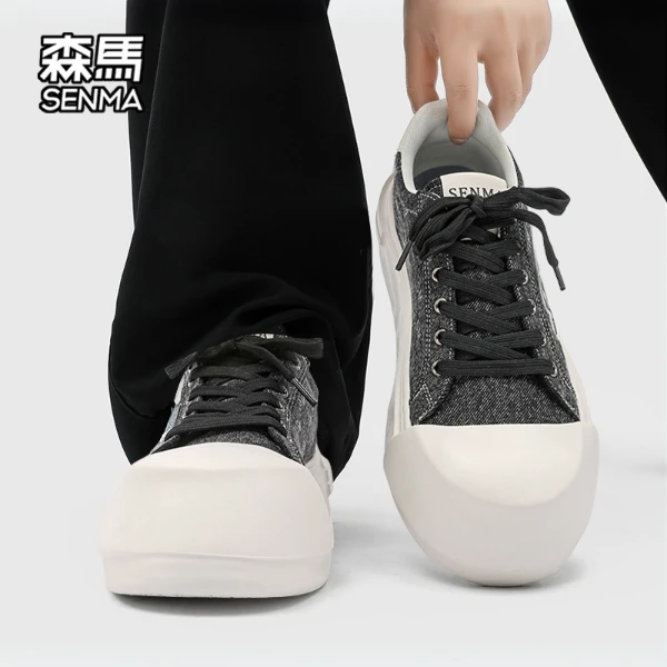 森马男鞋夏季新款翘头帆布鞋男士增高百搭休闲潮鞋透气厚底板鞋男