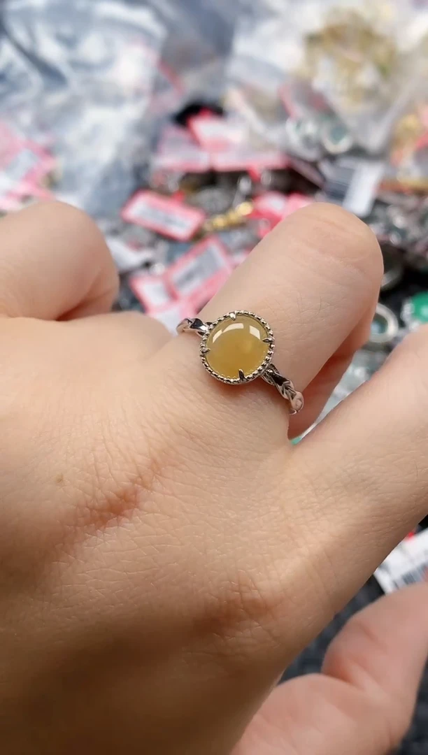 银S925镶嵌戒指翡翠天然A货缅甸翡翠