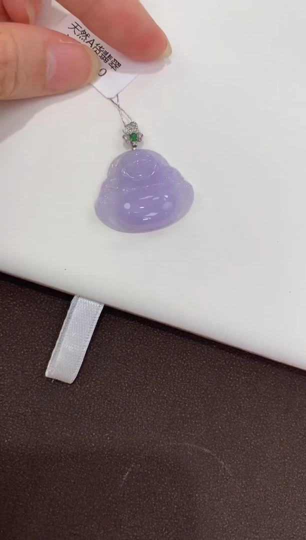 翡翠18K金镶嵌吊坠(赠链)天然缅甸a货翡翠