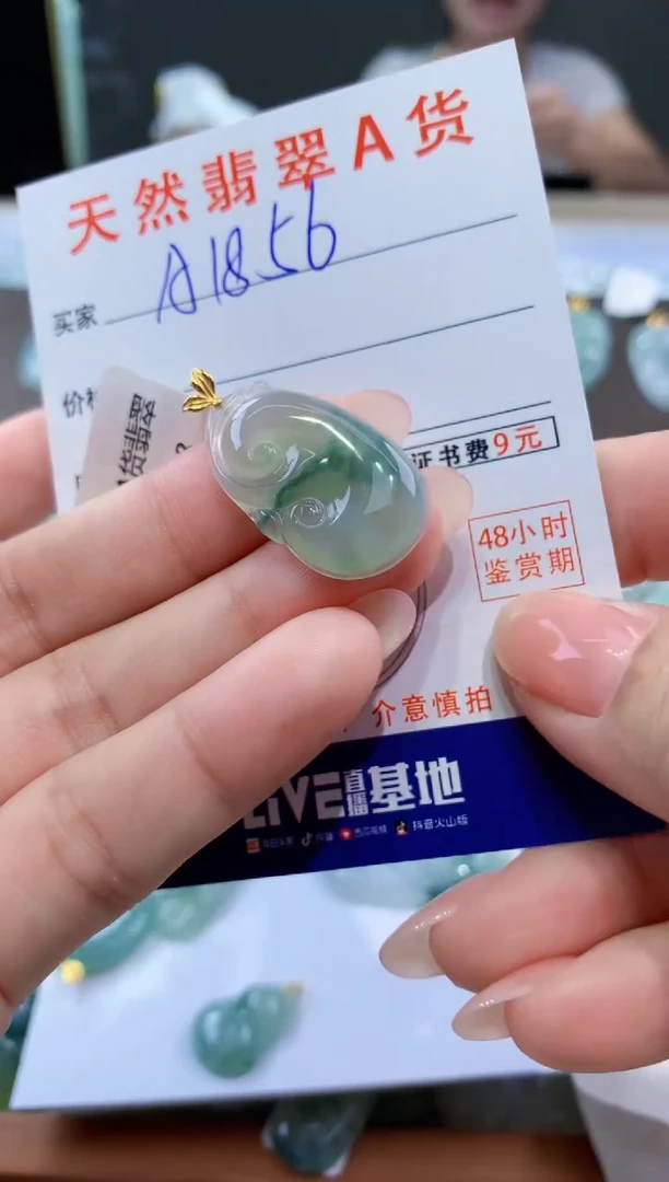 颈饰18K金镶嵌翡翠天然翡翠A货挂件