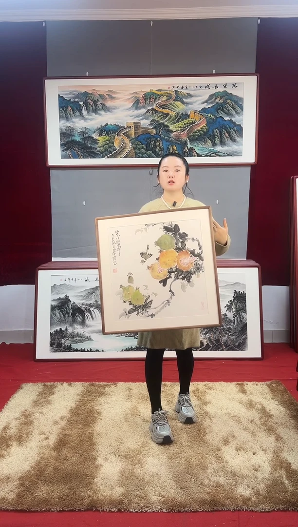 国画手绘石榴62*62尺寸