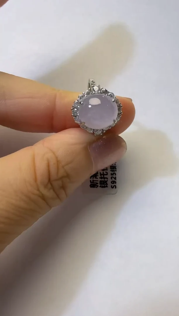 银S925镶嵌戒指翡翠925银镶缅甸A货翡翠戒指