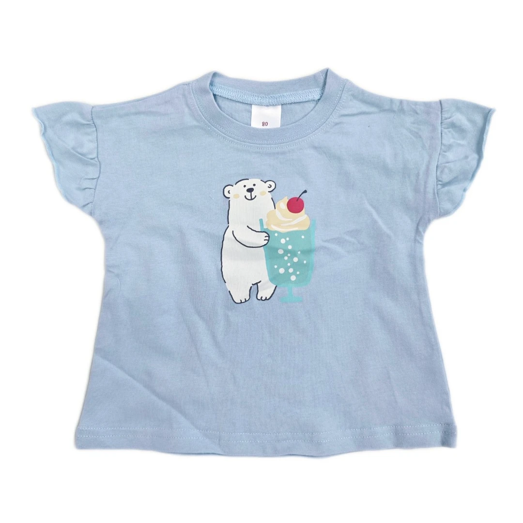 冰激淋系列儿童薄款夏季印花花边袖短袖T恤女童